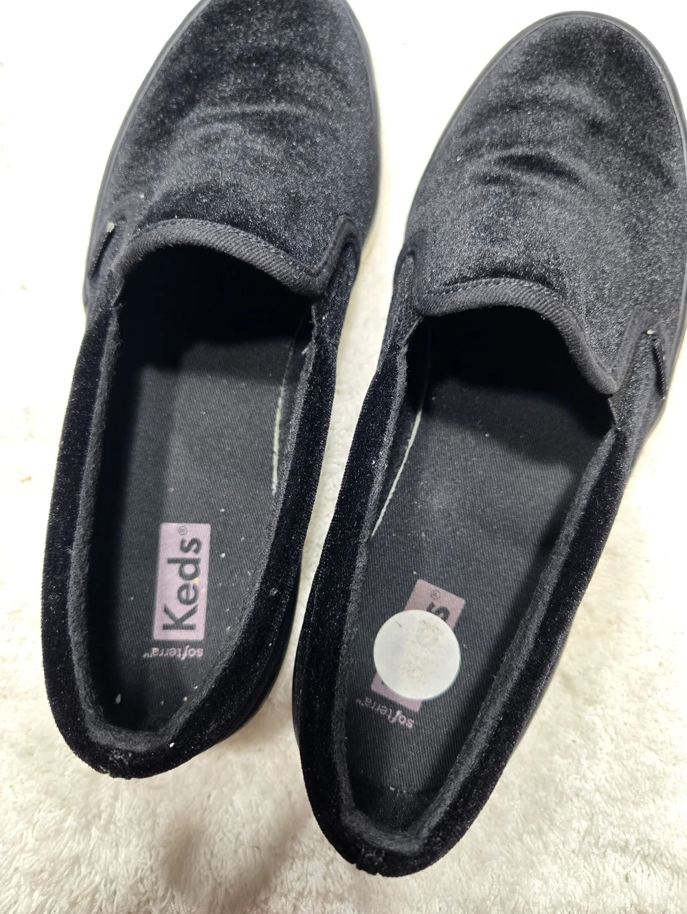 Keds Women's Softerra Black Microfleece Slip Ons Size 8